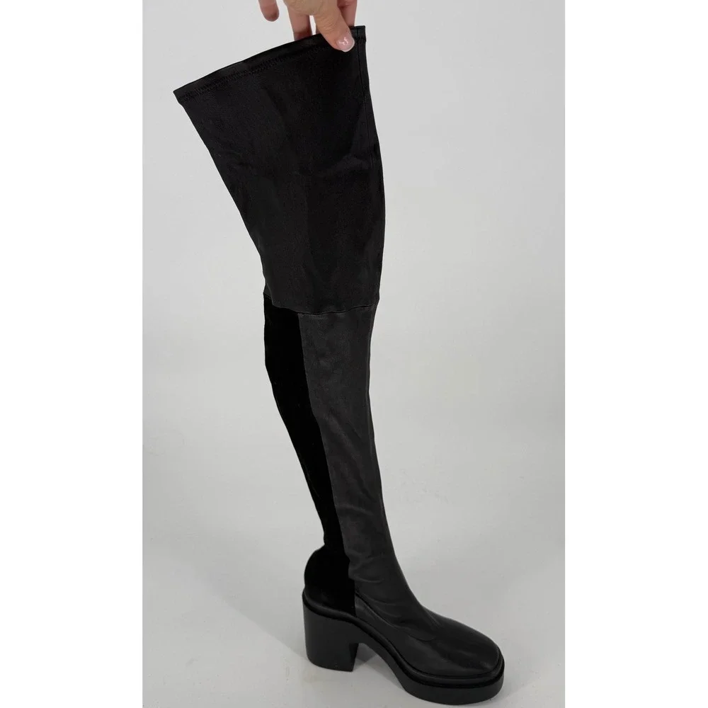 Clergerie Naelle Over-The-Knee Boots Black Lambskin & Suede Sz 39.5 US 9 $1100